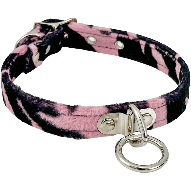 CK129L  FUZZY ZEBRA  BONDAGE CHOKER