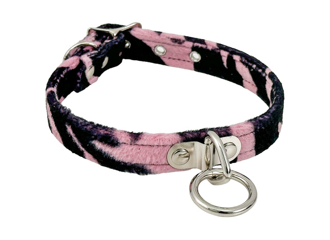 CK129L  FUZZY ZEBRA  BONDAGE CHOKER