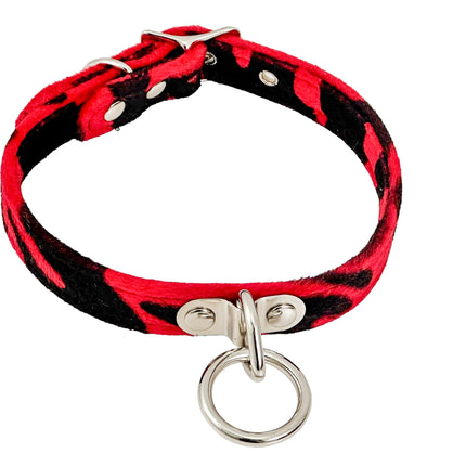 CK129L  FUZZY LEOPARD BONDAGE CHOKER