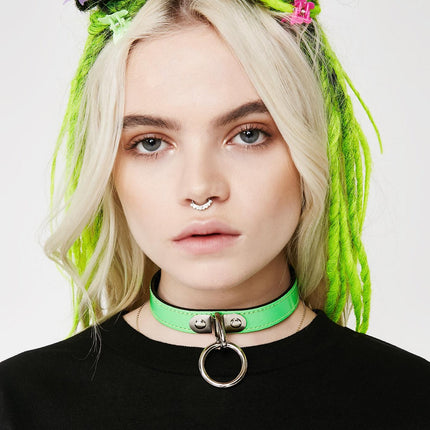 CK129  PATENT NEON BONDAGE CHOKER
