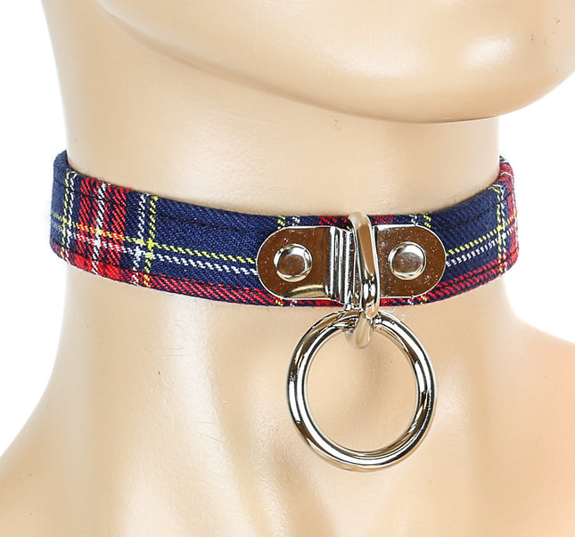 CK129PD PLAID BONDAGE COLLAR