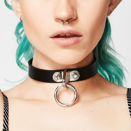 CK129  GENUINE LEATHER  3/4" BONDAGE CHOKER