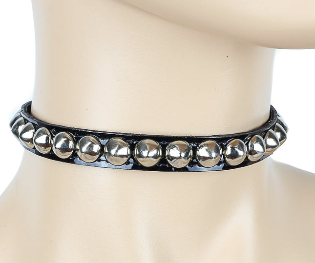 CK132P  PATENT LEATHER CHOKER WITH CONICAL STUDS