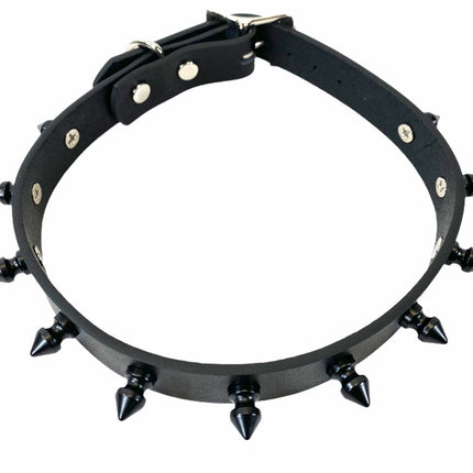 CK134 3/4" LEATHER CHOKER WITH 1/2" SPIKES