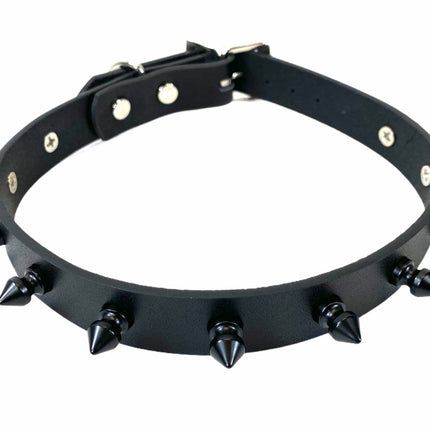 CK134 3/4" LEATHER CHOKER WITH 1/2" SPIKES