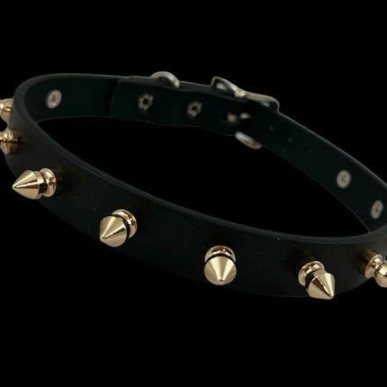 CK134 3/4" LEATHER CHOKER WITH 1/2" SPIKES