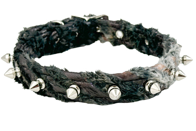 CK134FZ FUZZT FURRY  ZEBRA PRINT ZEBRA SPIKE  CHOKER