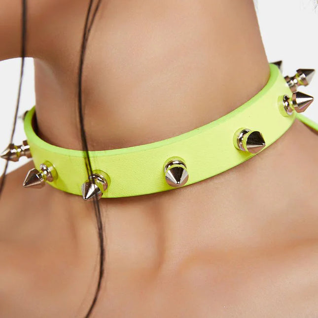 CK134M VEGAN MATT PASTEL SPIKE CHOKER