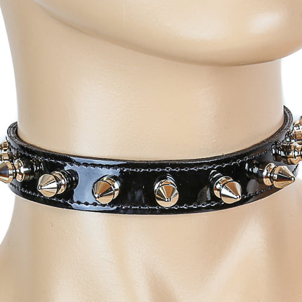 CK134 PATENT NEON SPIKE CHOKER 3/4" WIDE