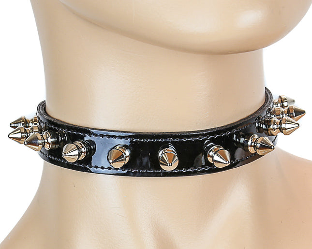CK134 PATENT NEON SPIKE CHOKER 3/4" WIDE
