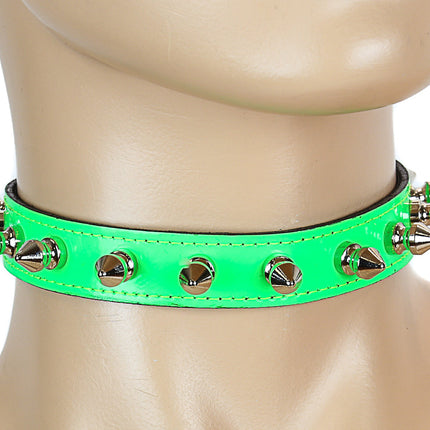 CK134 PATENT NEON SPIKE CHOKER 3/4" WIDE