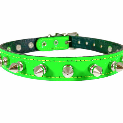 CK134 PATENT NEON SPIKE CHOKER 3/4" WIDE