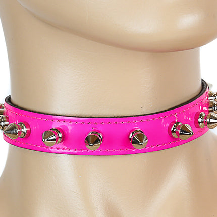 CK134 PATENT NEON SPIKE CHOKER 3/4" WIDE