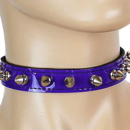 CK134 PATENT NEON SPIKE CHOKER 3/4" WIDE