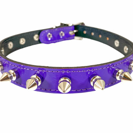 CK134 PATENT NEON SPIKE CHOKER 3/4" WIDE