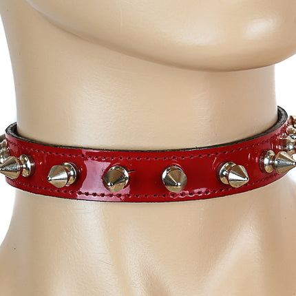 CK134 PATENT NEON SPIKE CHOKER 3/4" WIDE
