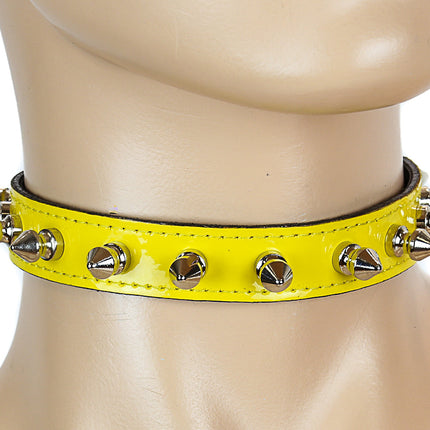 CK134 PATENT NEON SPIKE CHOKER 3/4" WIDE