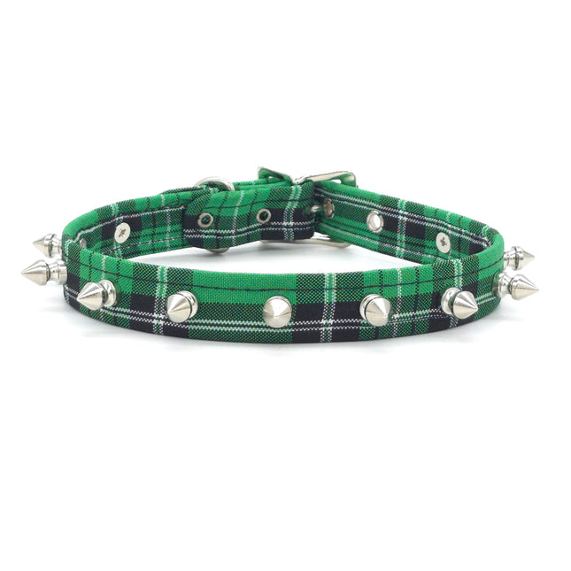 CK134PD PLAID SPIKE CHOKER