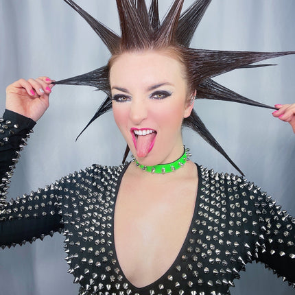 CK134 PATENT NEON SPIKE CHOKER 3/4" WIDE
