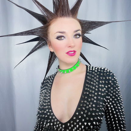 CK134 PATENT NEON SPIKE CHOKER 3/4" WIDE