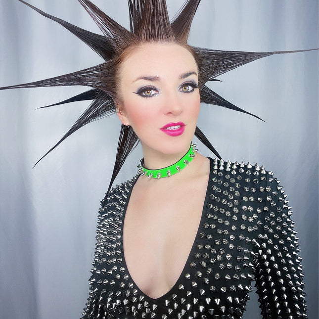 CK134 PATENT NEON SPIKE CHOKER 3/4" WIDE