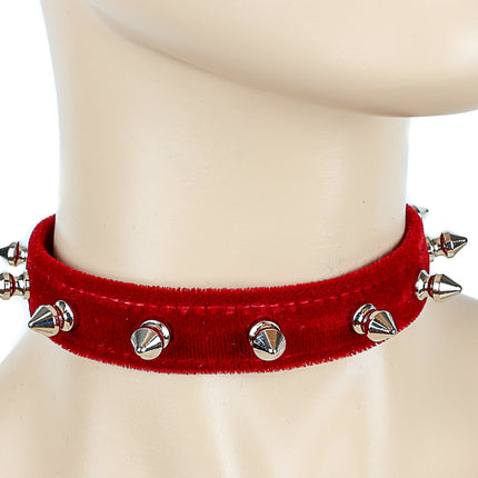 CK134 VELVET SPIKE CHOKER