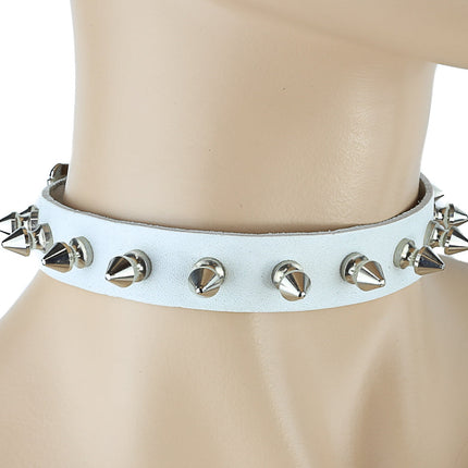 CK134 3/4" LEATHER CHOKER WITH 1/2" SPIKES