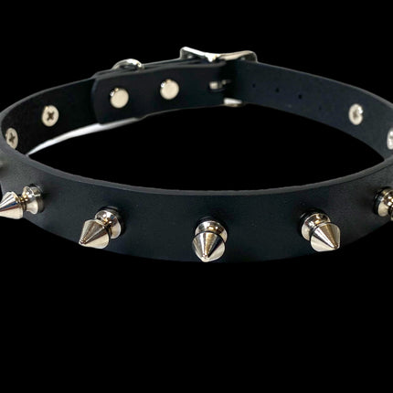 CK134 3/4" LEATHER CHOKER WITH 1/2" SPIKES