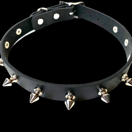 CK134 3/4" LEATHER CHOKER WITH 1/2" SPIKES
