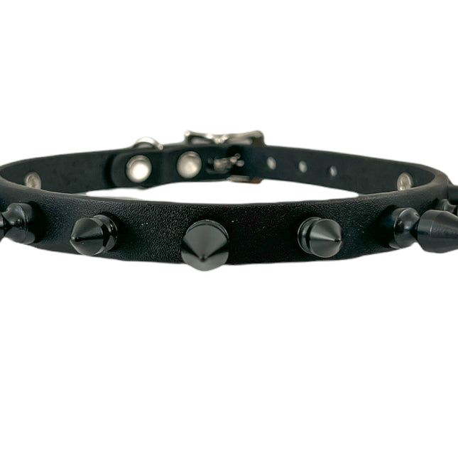 CK135 1/2" BLACK LEATHER CHOKER WITH 1/2" SPIKES