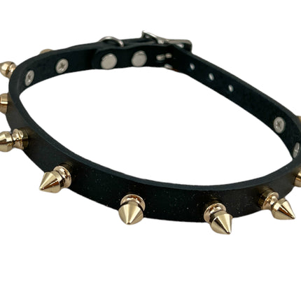 CK135 1/2" BLACK LEATHER CHOKER WITH 1/2" SPIKES