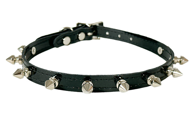 CK135  PATENT NEON SPIKE 1/2" SKINNY CHOKER