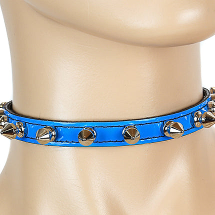 CK135  PATENT NEON SPIKE 1/2" SKINNY CHOKER