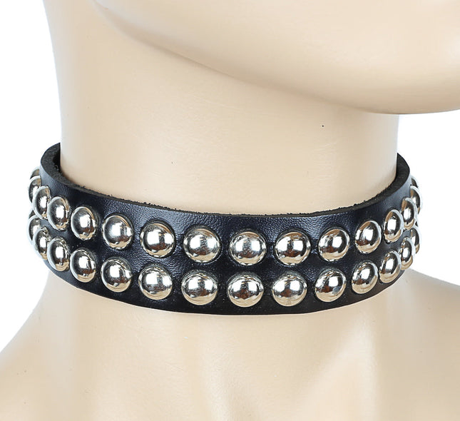 CK137   1" CHOKER WITH 2 ROW ROUND STUDS