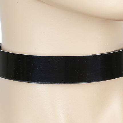 CK138MET  METAL PLACE PLAIN CHOKER LEATHER