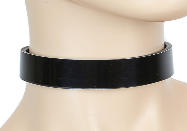 CK138MET  METAL PLACE PLAIN CHOKER LEATHER