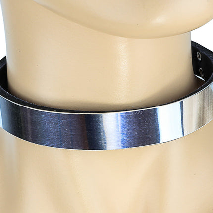 CK138MET  METAL PLACE PLAIN CHOKER LEATHER