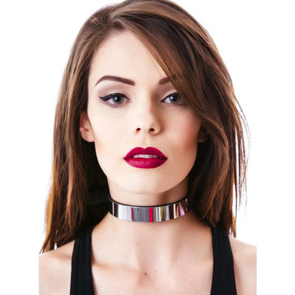 CK138MET  METAL PLACE PLAIN CHOKER LEATHER