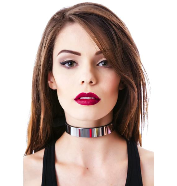 CK138MET  METAL PLACE PLAIN CHOKER LEATHER