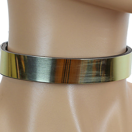 CK138MET  METAL PLACE PLAIN CHOKER LEATHER
