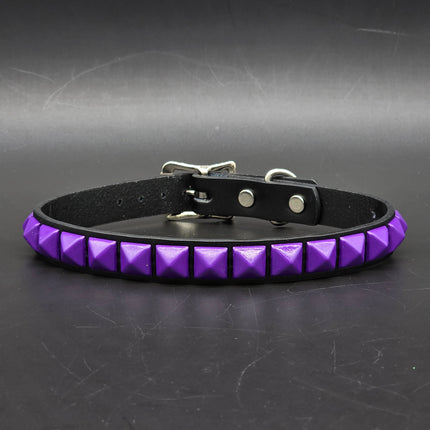 CK140 BLACK LEATHER CHOKER WITH 1 ROW 1/2" PYRAMID STUDS