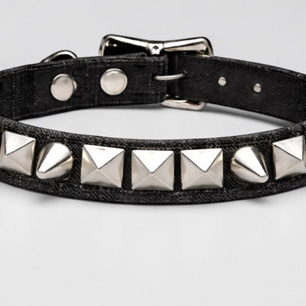 CK140C-BLACK CANVAS 1 ROW STUDDED STUDDED CHOKER