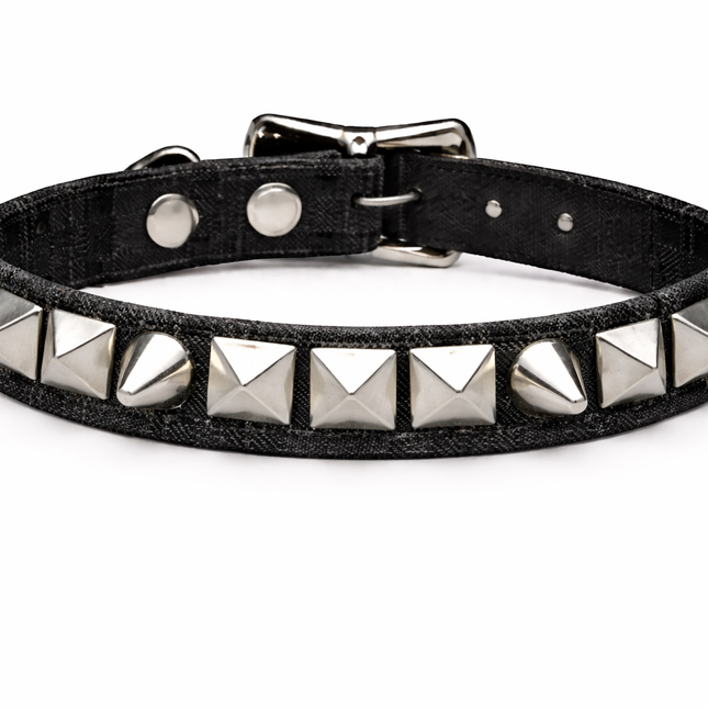 CK140C-BLACK CANVAS 1 ROW STUDDED STUDDED CHOKER