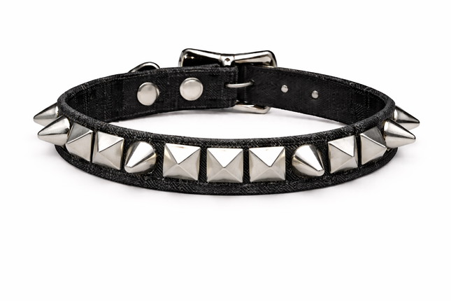 CK140C-BLACK CANVAS 1 ROW STUDDED STUDDED CHOKER