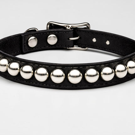 CK140C-BLACK CANVAS 1 ROW STUDDED STUDDED CHOKER