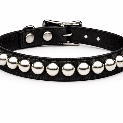 CK140C-BLACK CANVAS 1 ROW STUDDED STUDDED CHOKER
