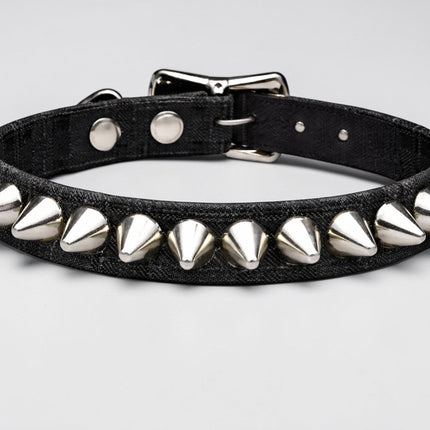 CK140C-BLACK CANVAS 1 ROW STUDDED STUDDED CHOKER