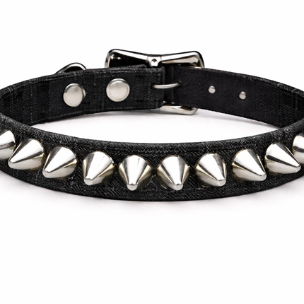 CK140C-BLACK CANVAS 1 ROW STUDDED STUDDED CHOKER