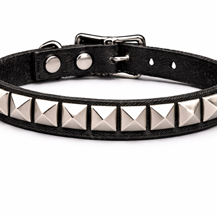 CK140C-BLACK CANVAS 1 ROW STUDDED STUDDED CHOKER