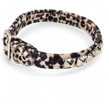 CK140L  FUZZY LEOPARD STUDDED CHOKER